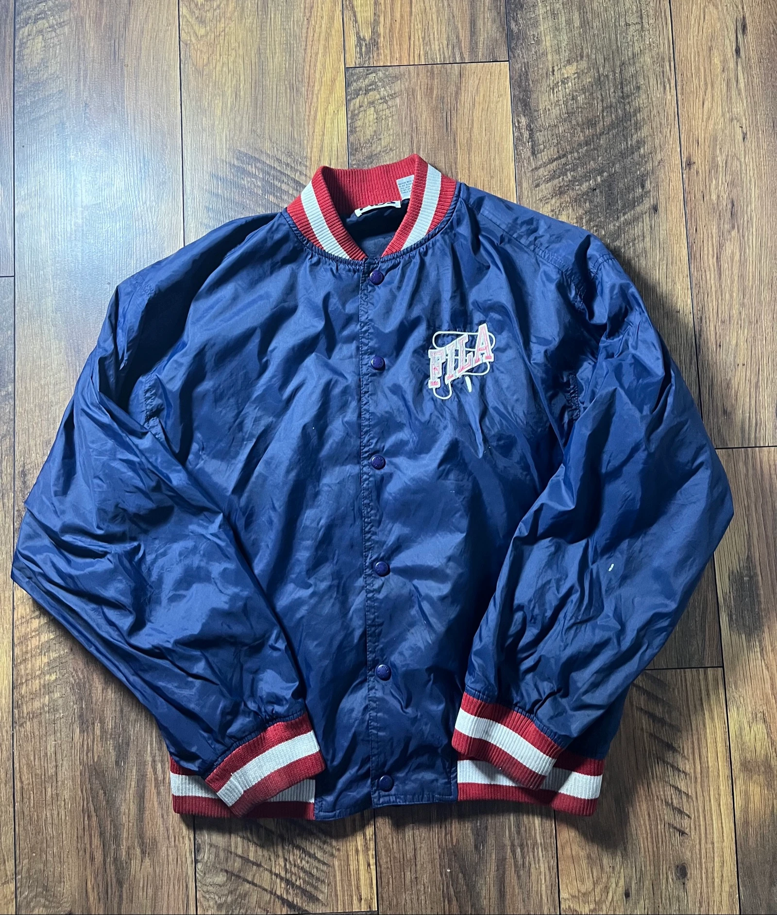 Veste teddy bleu marine fermeture pressions - Fila - taille M - satisfaisant
